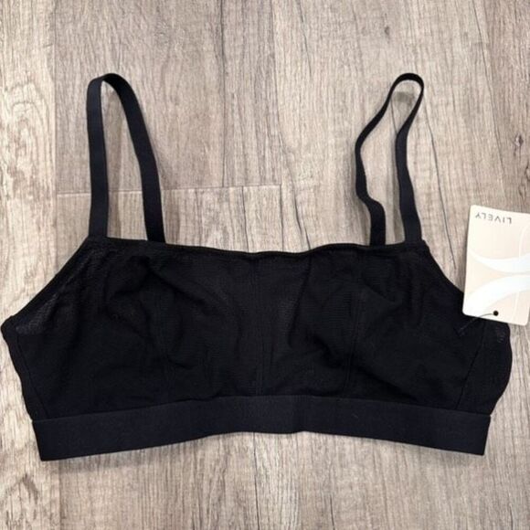 NWT Lively Eco Straight Up Semi Sheer Mesh Bralette in Jet Black Size Medium - Picture 3 of 8